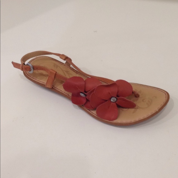 Born Shoes - Born Neutral Leather 2 Flowers Thong Style Sandal